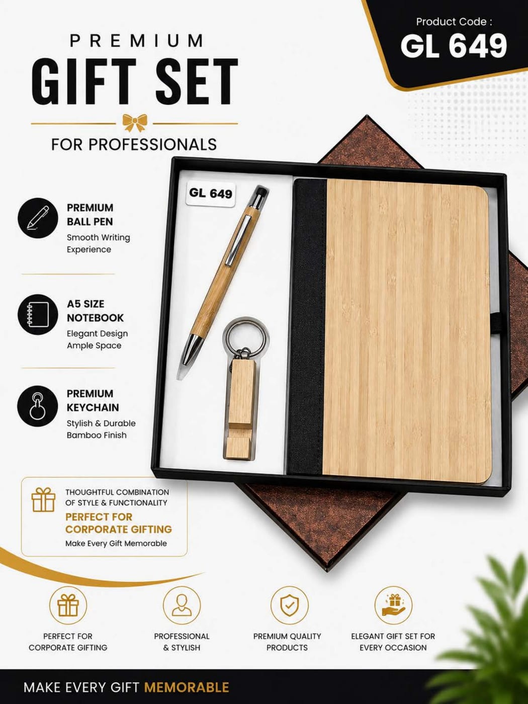 Pen & Notebook & keychain Set — bamboo
