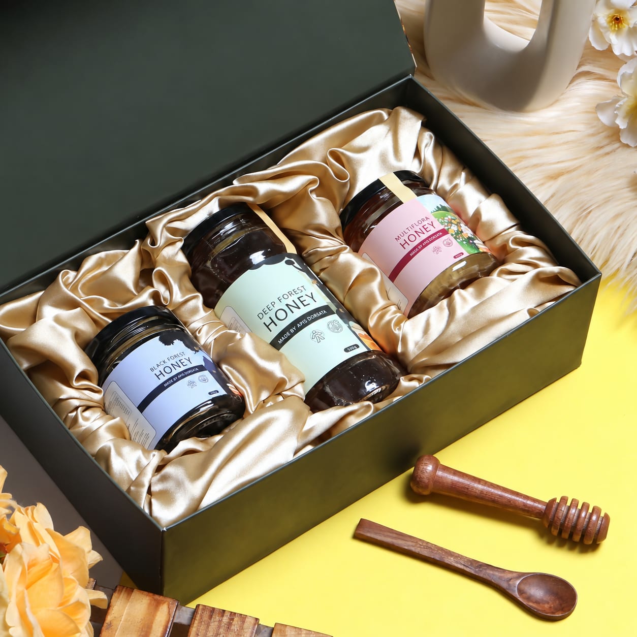 Satin-Lined Honey Trio Gift Box