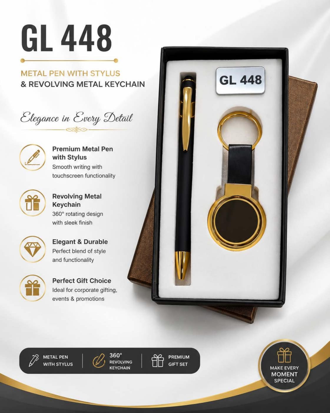 Pen & Keychain — Black/Gold