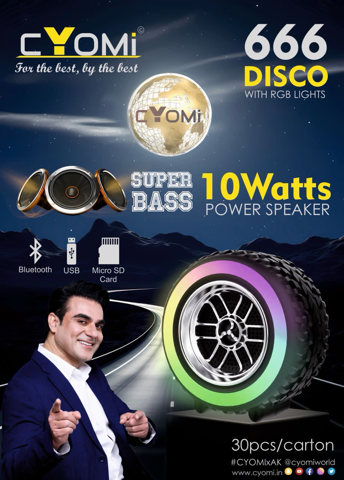 Tyre-Shaped Bluetooth Speaker with LED Light