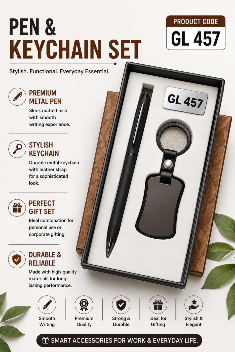 Pen & Keychain — Black