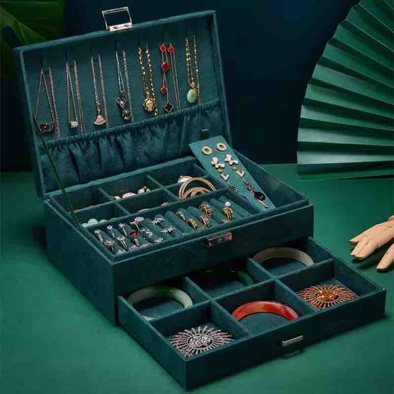 Three-Layer Velvet Jewellery Organizer