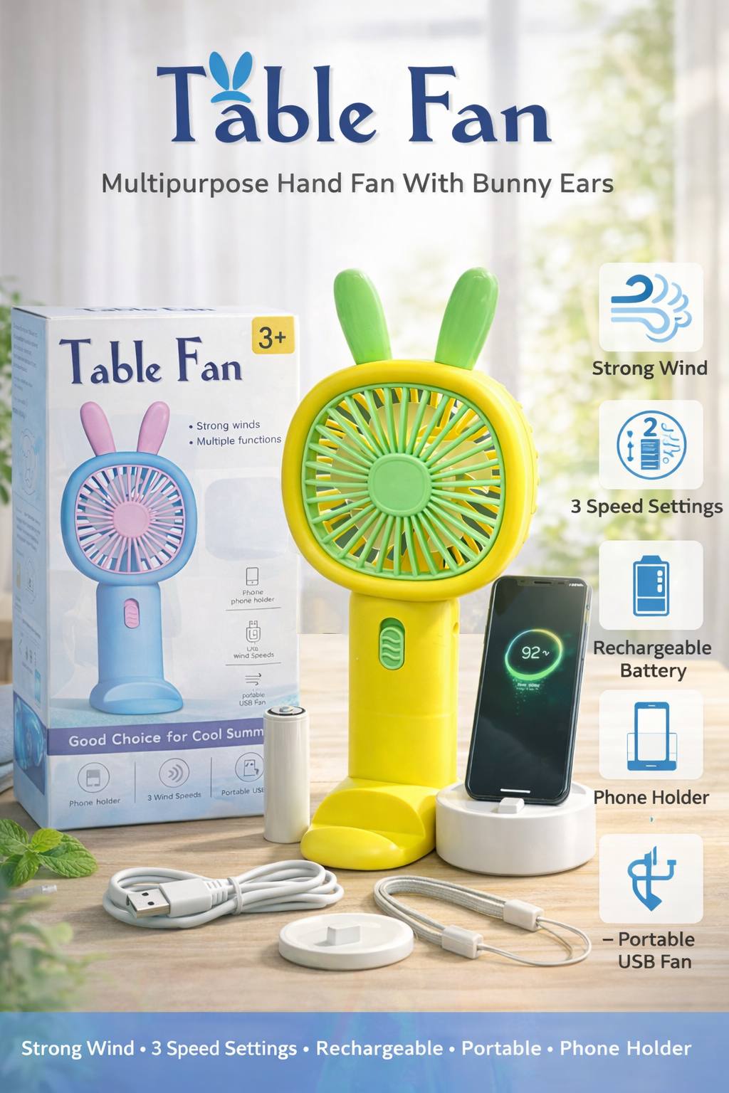 Bunny Ear Handy Fan