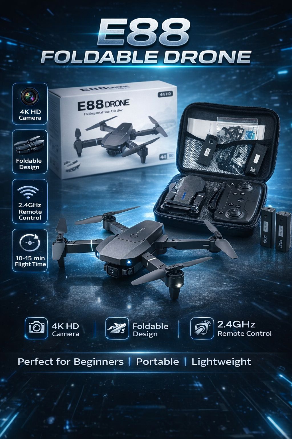 Camera Drone with Two Batteries