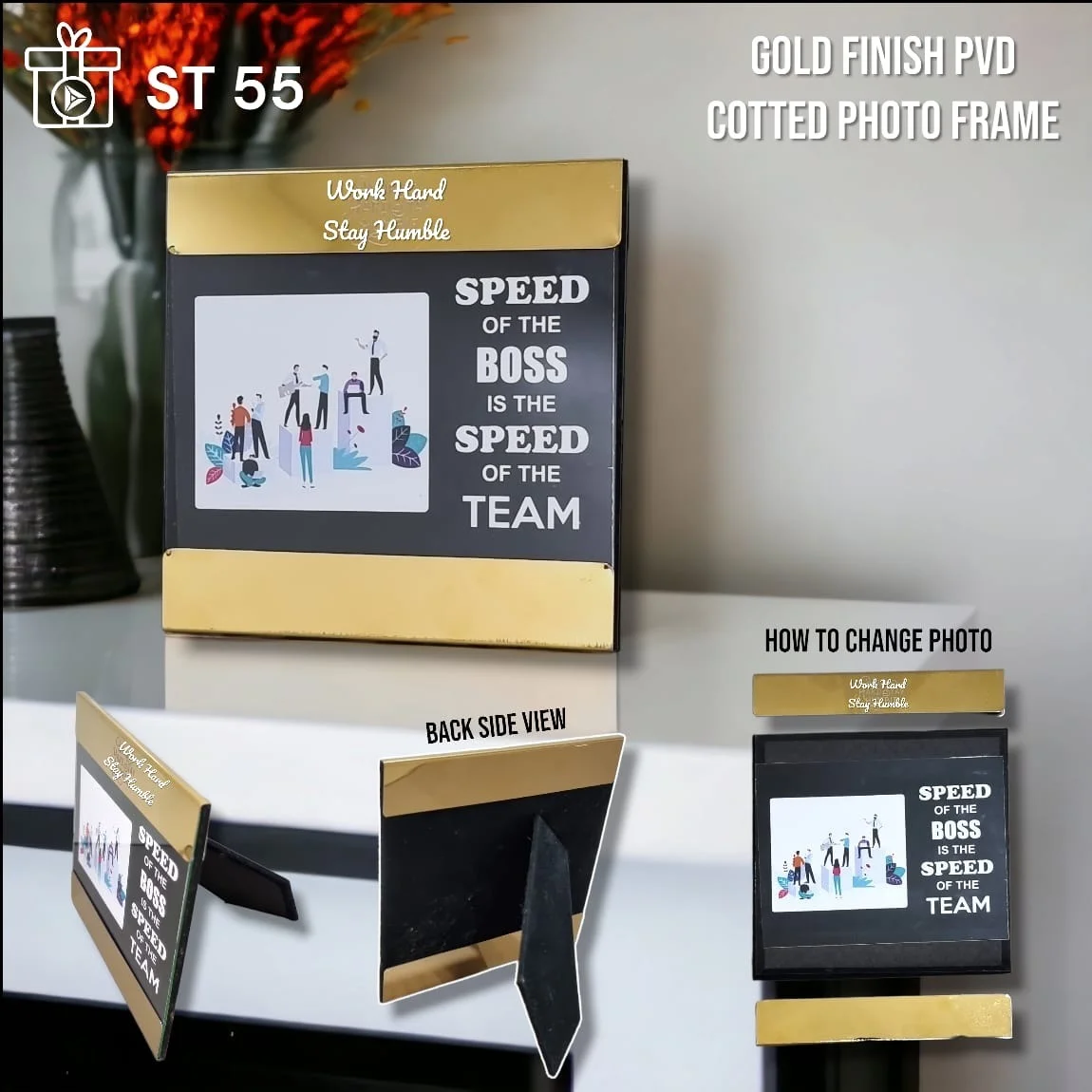 ST 55 Steel Gold PVD Coated Photo Frame