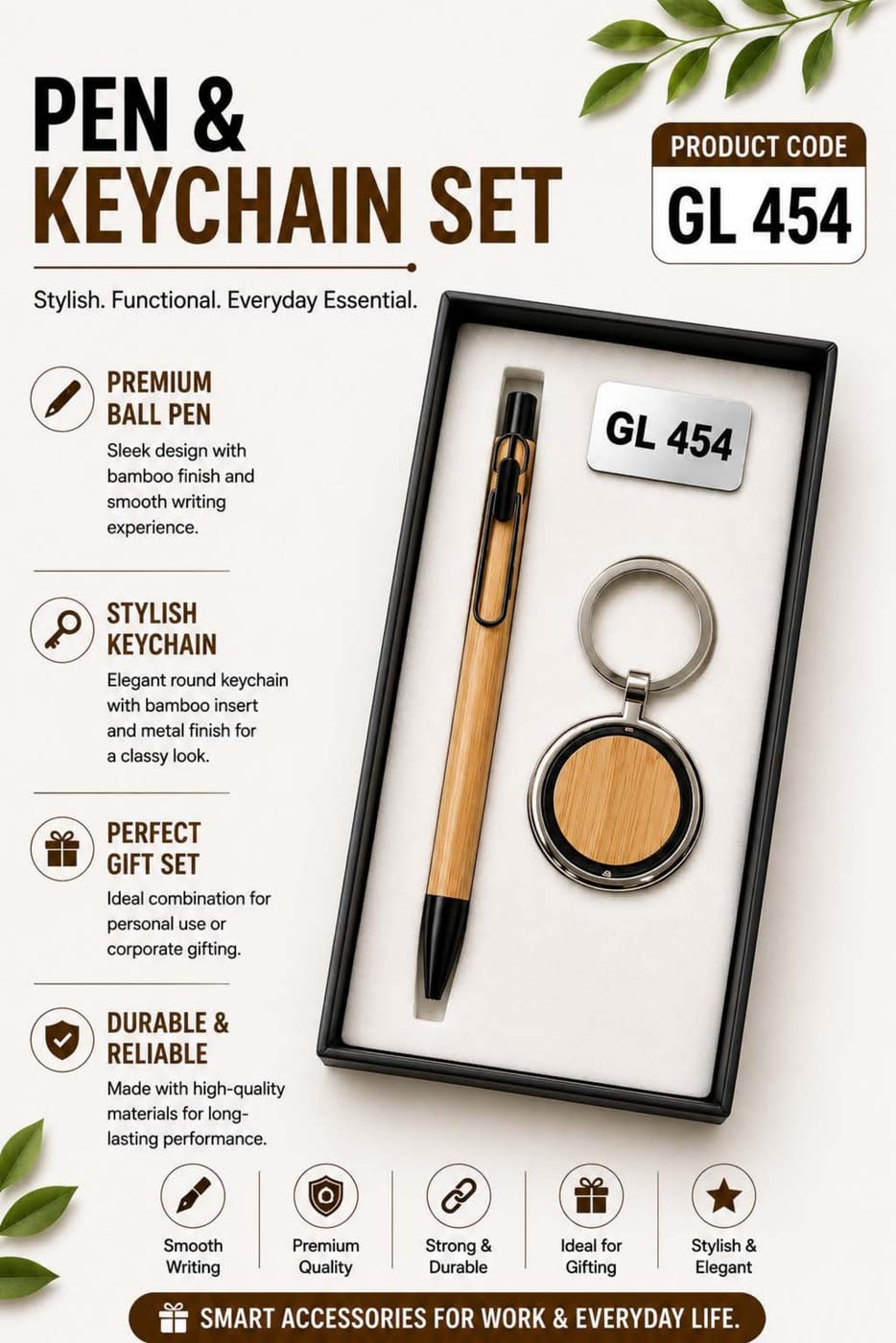 Pen & Keychain — Wooden Bamboo