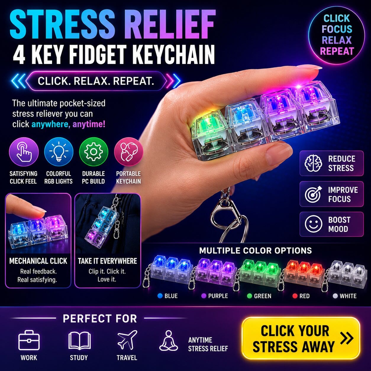 Keyboard Fidget Keychain