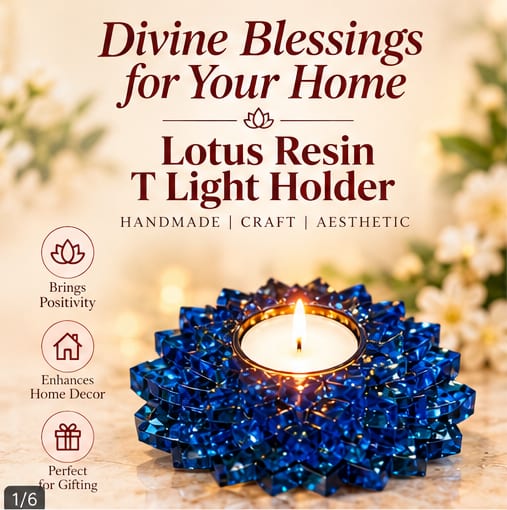 Blue Lotus Resin Tealight Holder