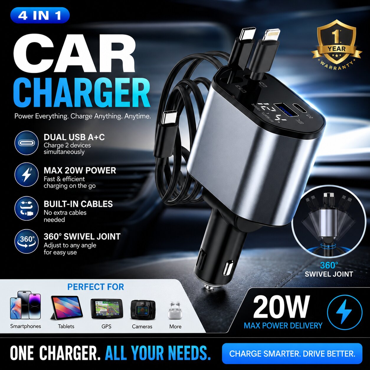 4 in 1 Car Charger