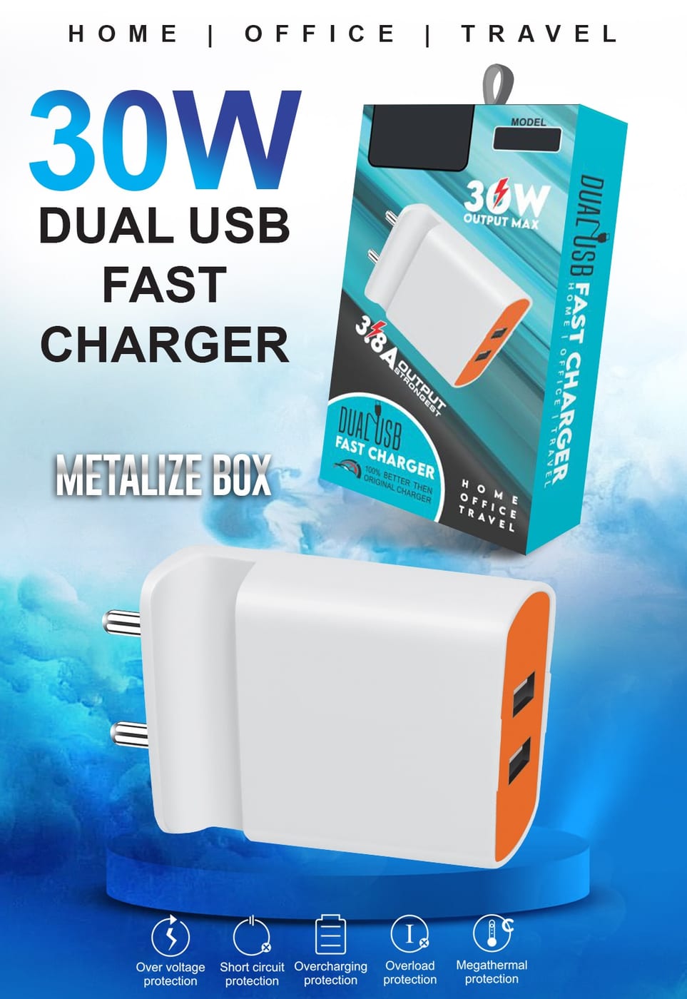 30W Dual USB Wall Charger