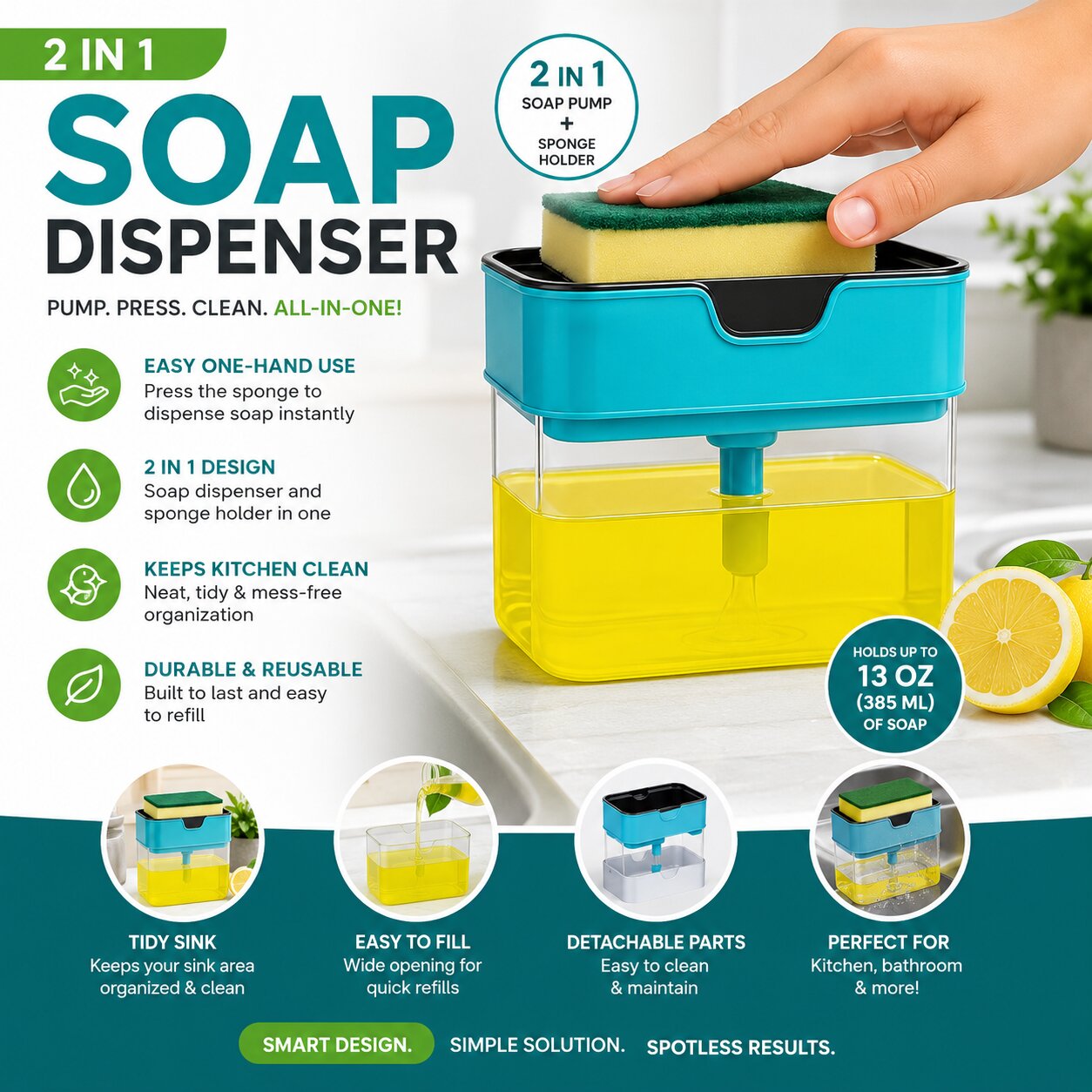 2 in 1 Soap Dispenser