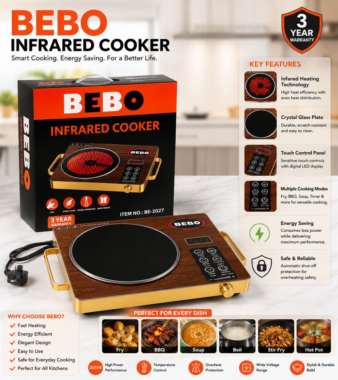 3,500W Infrared Cooktop