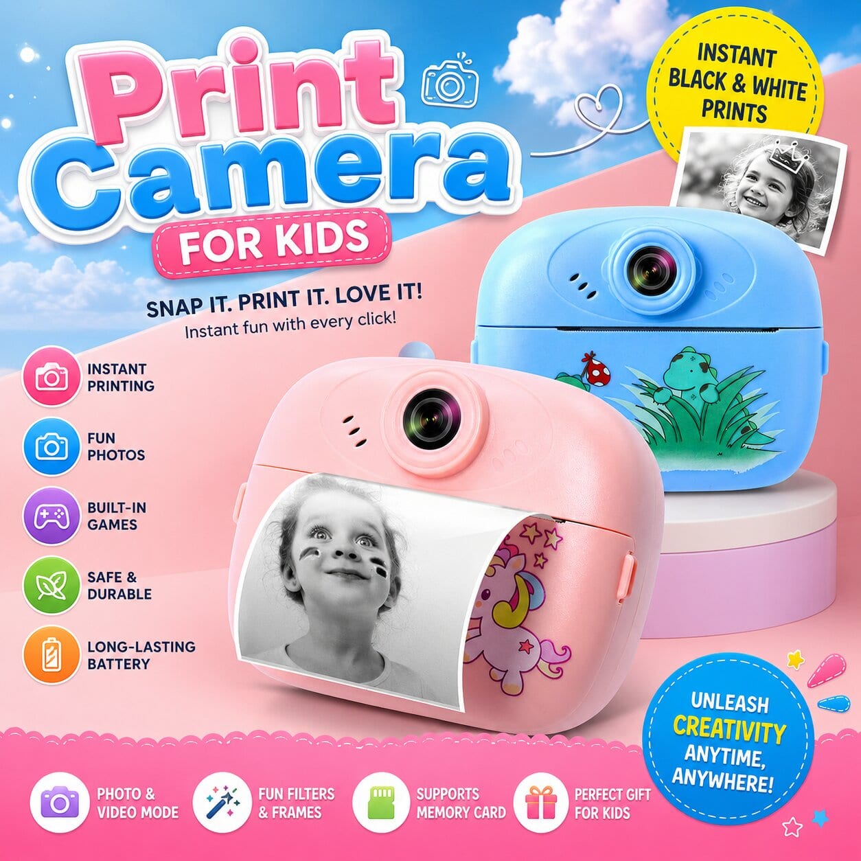 Kids Instant Print Camera