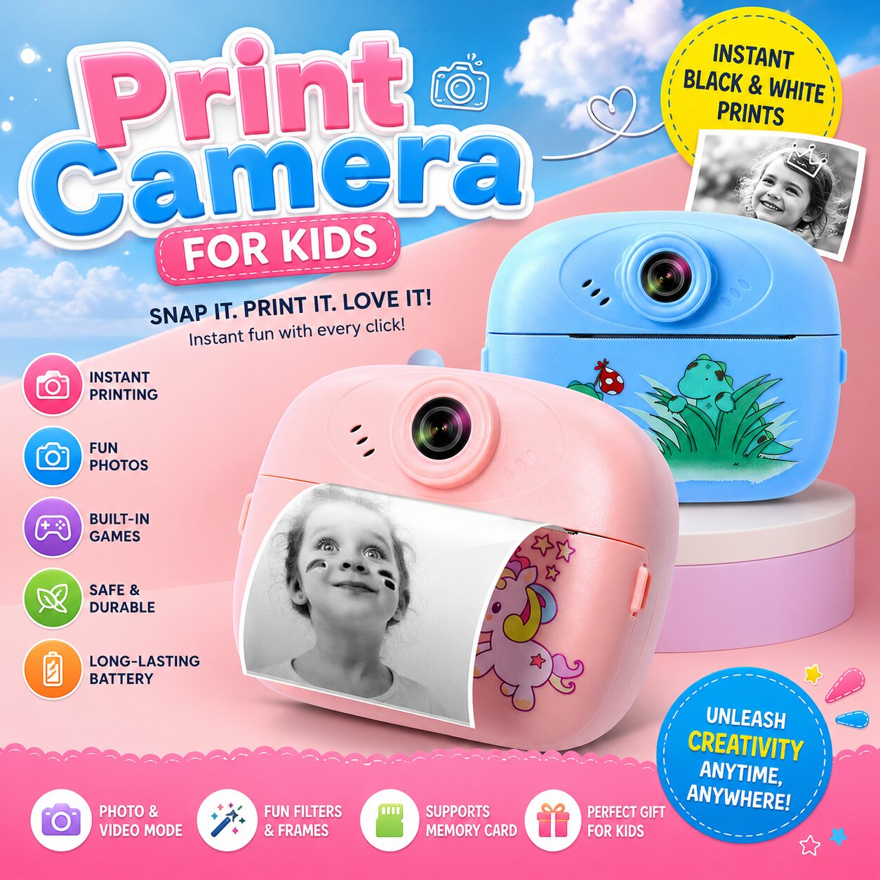 Kids Instant Print Camera