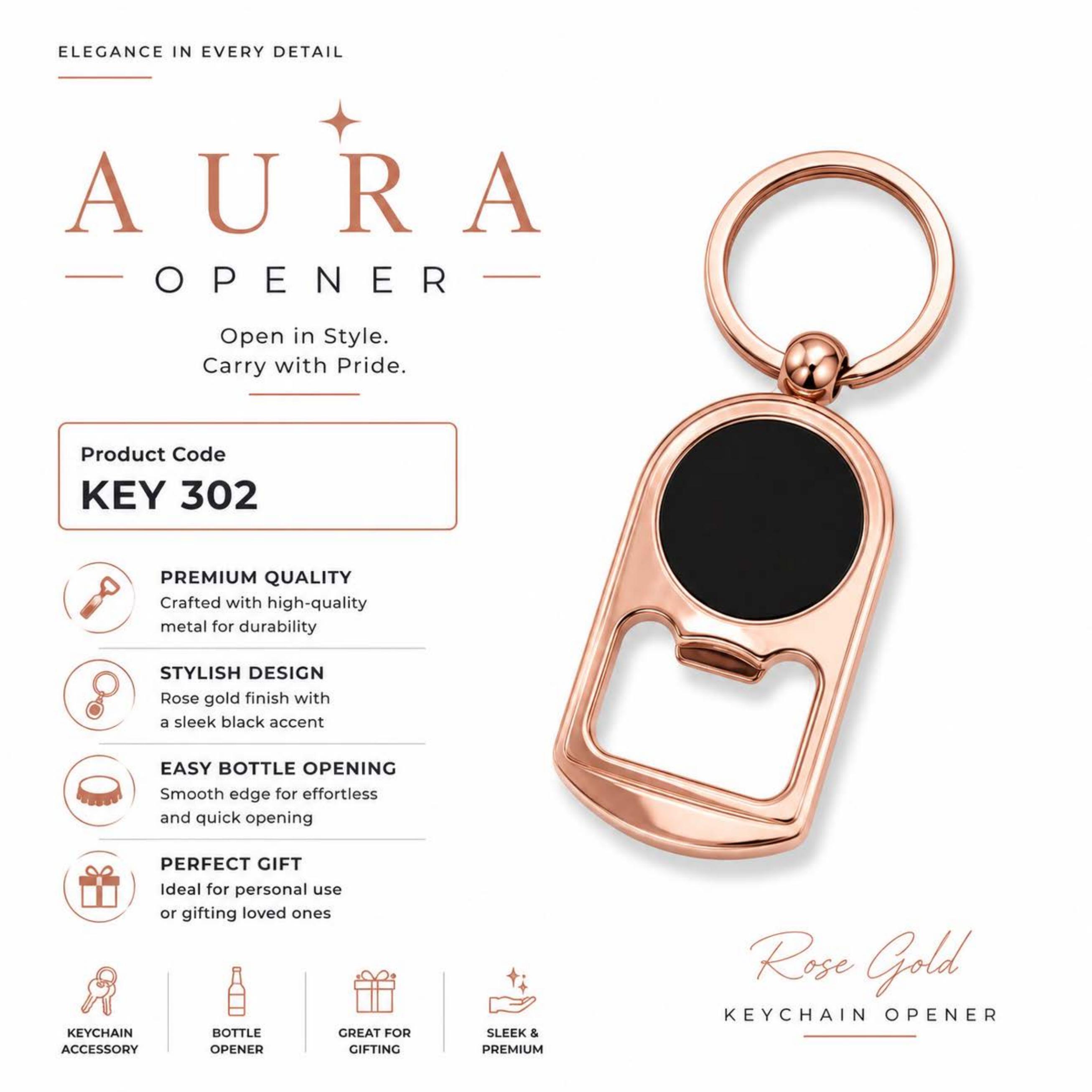 Aura Rose Gold Keychain Opener