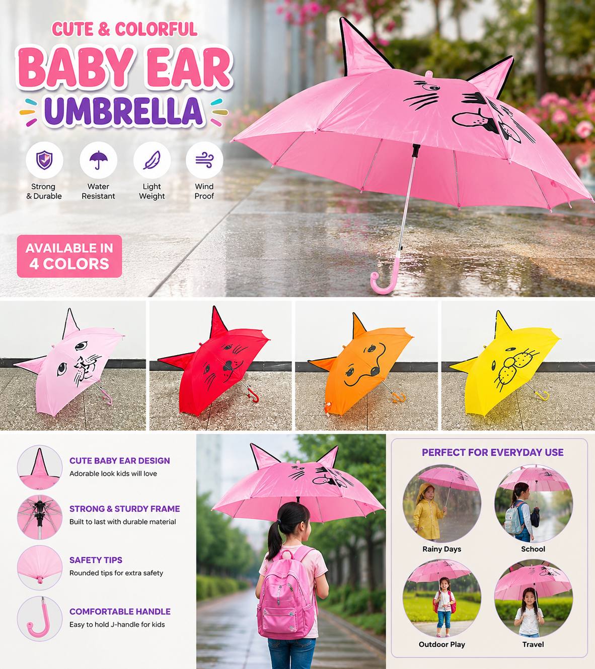 Baby Ear Kids Umbrella