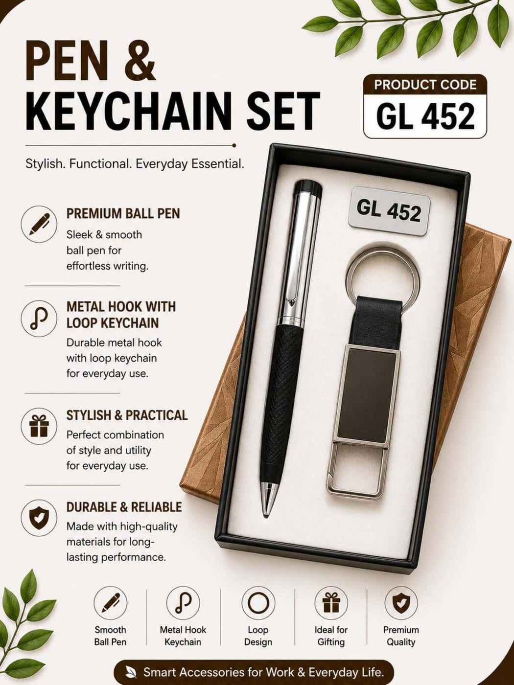 Pen & Keychain — Black
