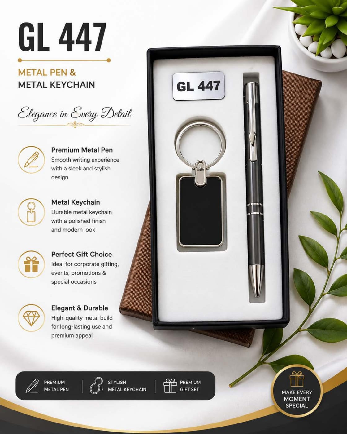 Pen & Keychain — Gun Metal